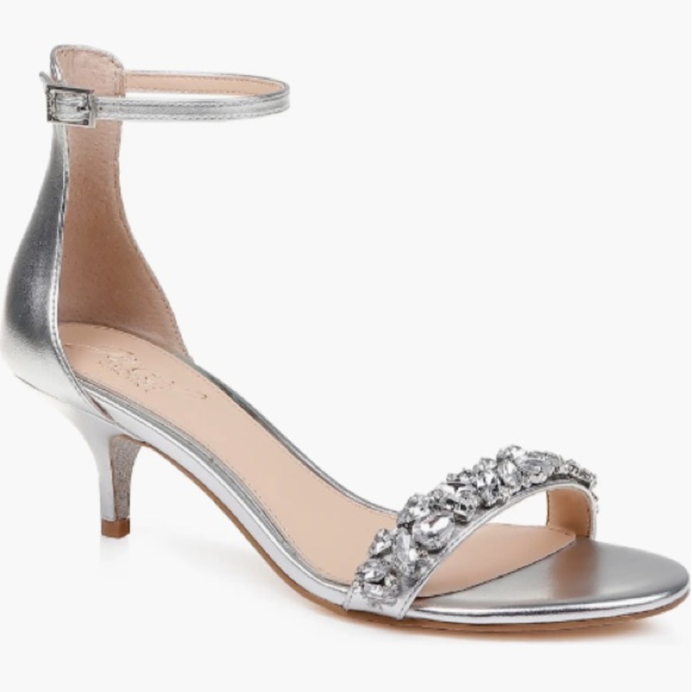 Jewel Badgley Mischka Metallic Silver Embellished Heels